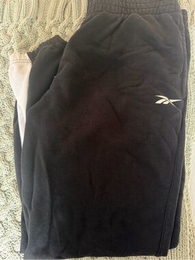 Reebok Black Track Pants with White Logo - Men’s